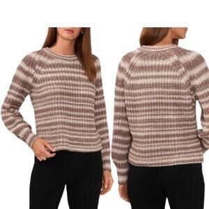 Halogen Metallic Stripe Sweater Taupe Size 1X NWT $89 MSRP